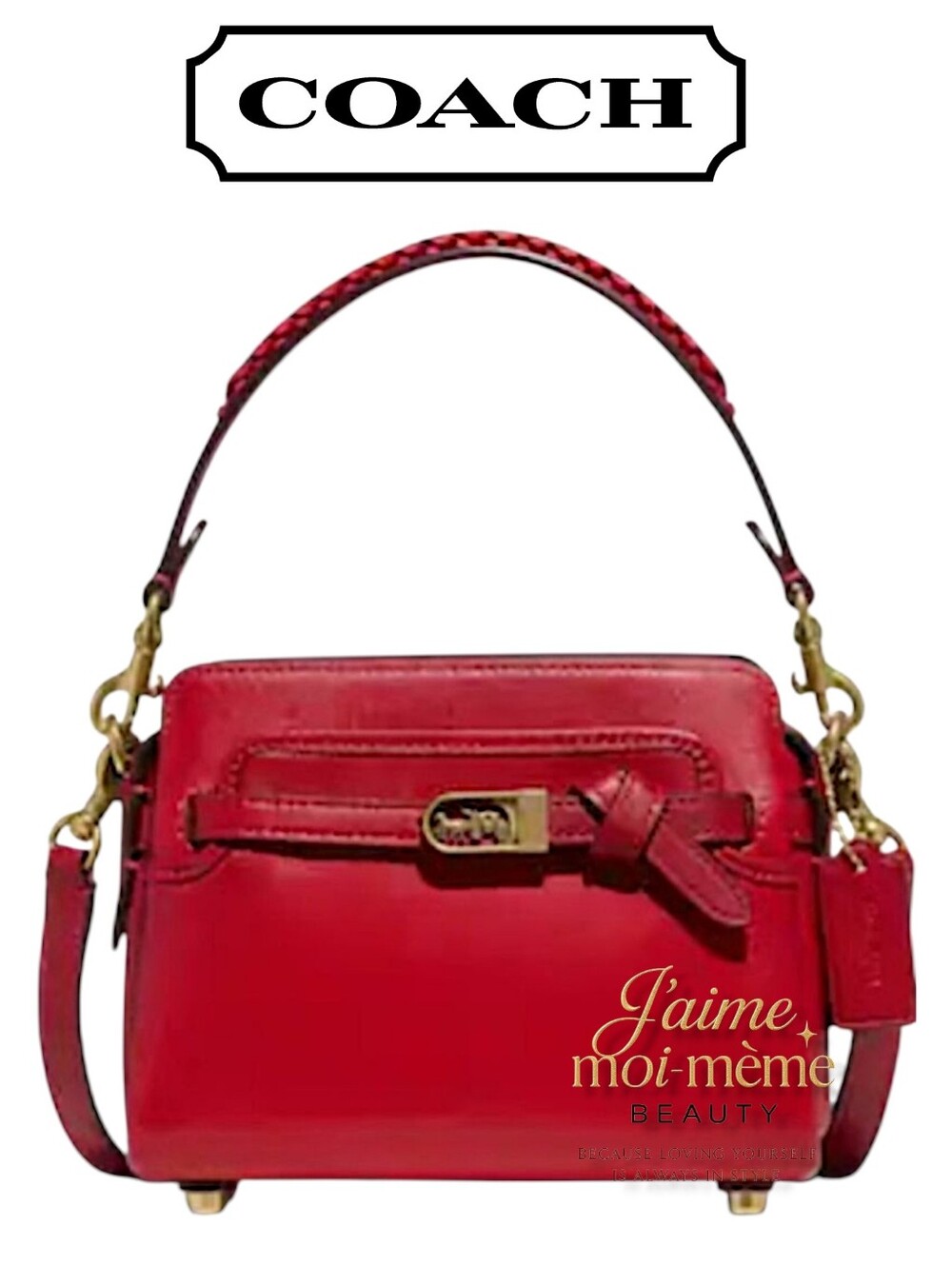 RETAIL Coach Smooth Leather Crossbody Tate 18 Candy Apple Red Horse And Carriage